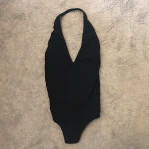 Black halter bodysuit